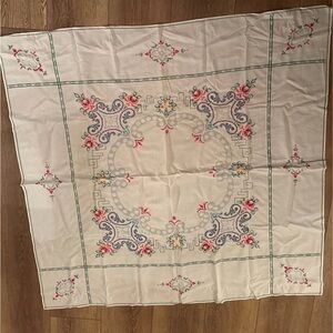 Vintage Floral cross stitch tablecloth